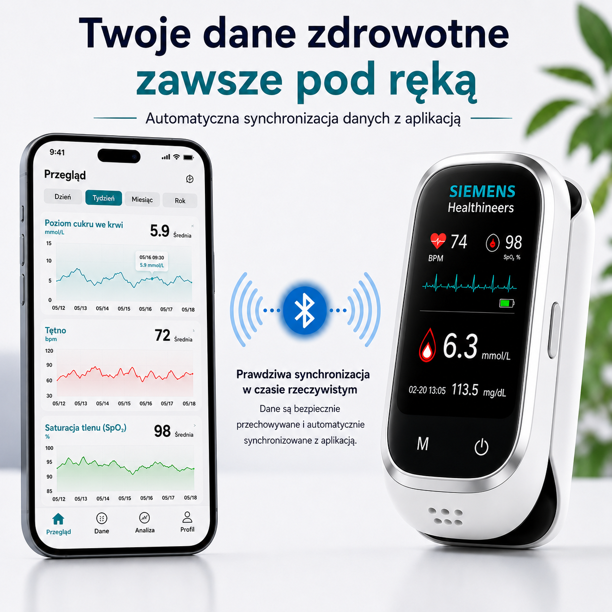 🩸 Siemens™ 11w1 bezinwazyjny glukometr Bez nakłuwania • Bez pasków testowych • Wynik już w 5 sekund