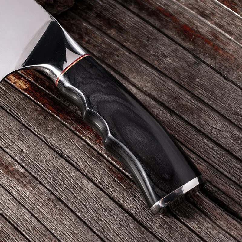 Ręcznie kuty tasak kuchenny 5Cr15mov stalowy tasak(ze skórzanym etui)