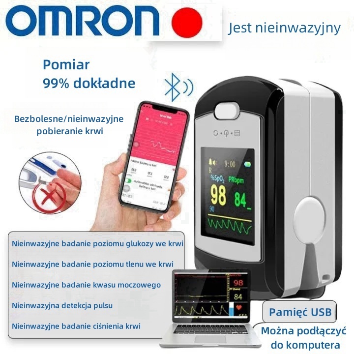 Nieinwazyjny glukometr Omron (pomiar w 5 sekund / dokładność 99%)