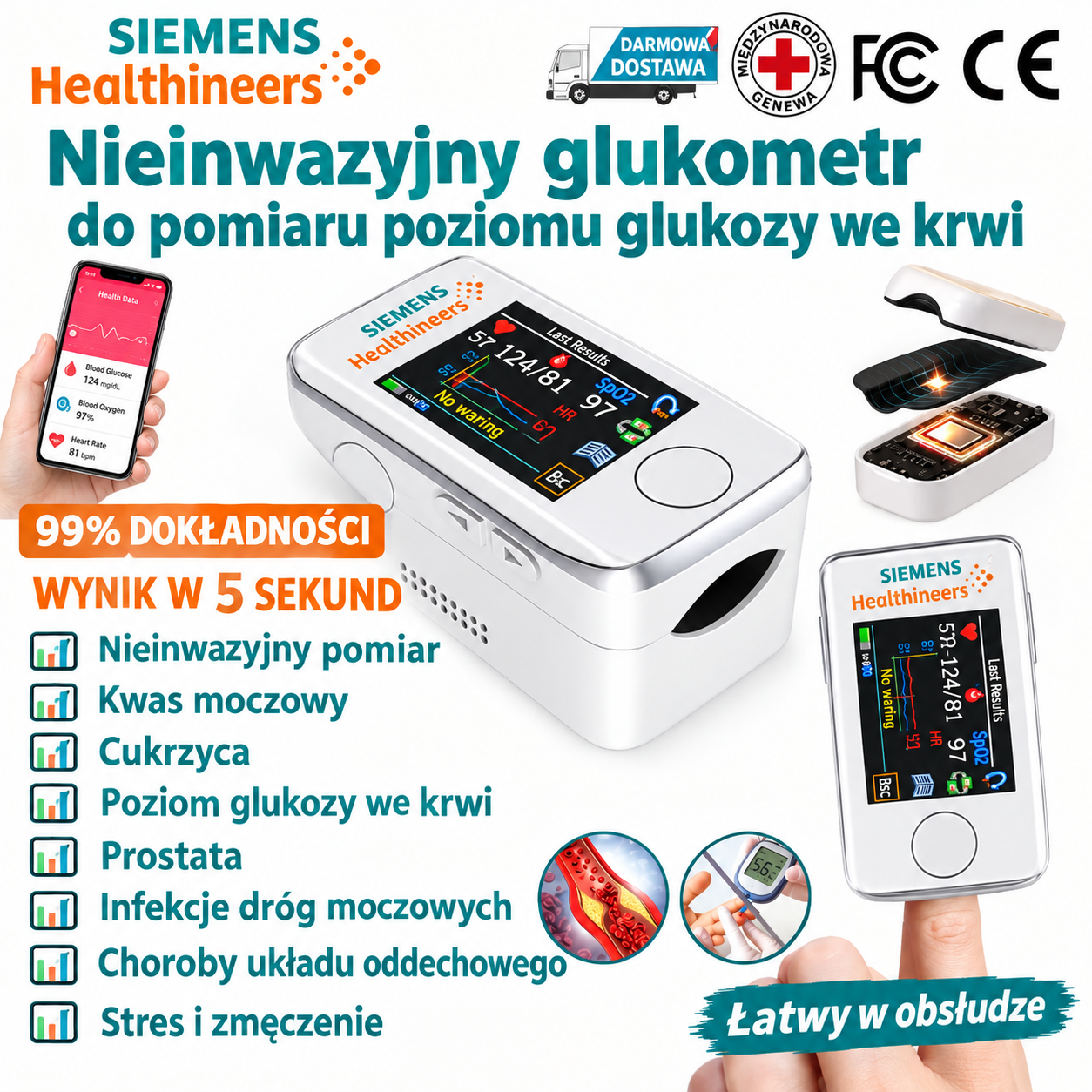 🔥Oferta limitowana na rok 2026👩‍⚕️Nieinwazyjny, wielofunkcyjny glukometr👩‍⚕️