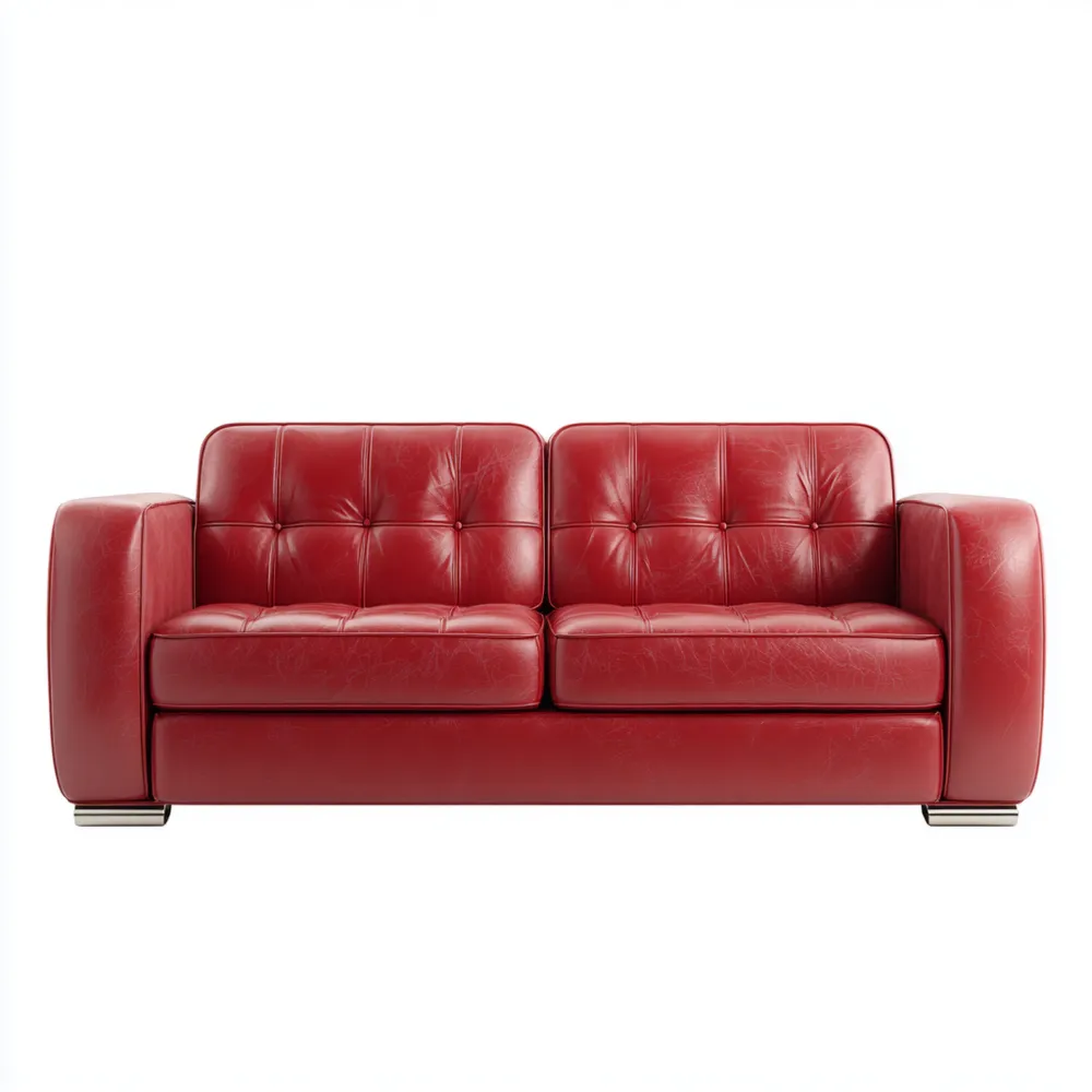 Canapé 2 places en cuir 180x90x85 cm - Rouge - Design Moderne