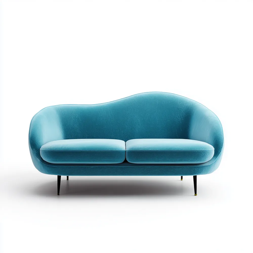 Canapé 2 places en Velours 150x80x85 cm – Bleu – Design Contemporain