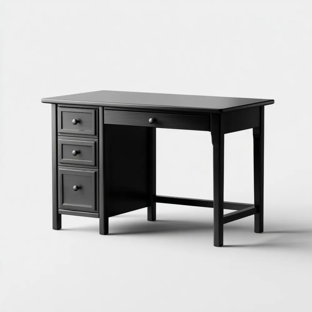 Bureau en bois Noir avec tiroirs 120x60x75 cm - Design classique