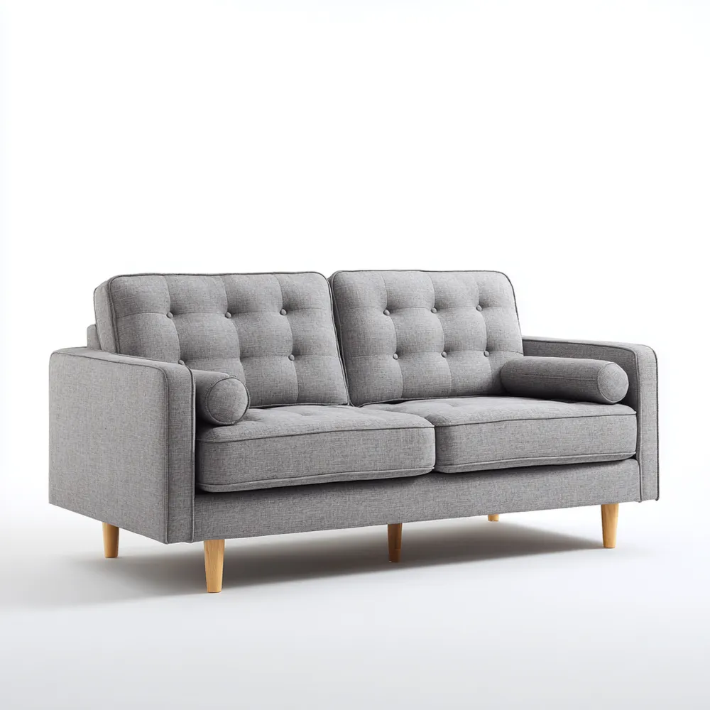 Canapé 2 places Tissu 150x80x85 cm - Gris - Design Contemporain