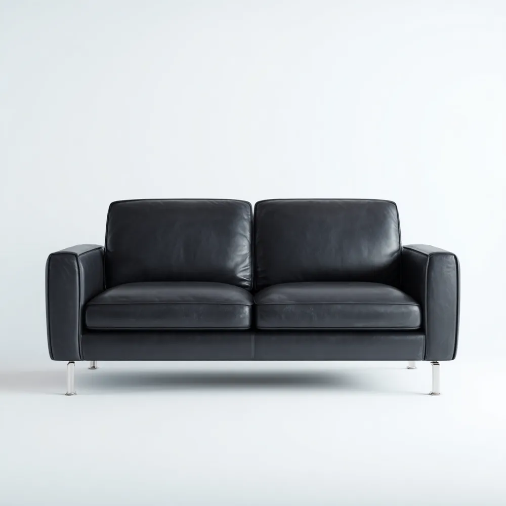 Canapé 2 places Cuir 140x85x75 cm - Noir - Design Contemporain