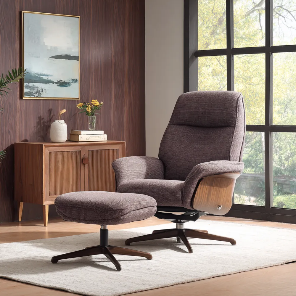 Fauteuil de détente avec repose-pieds Tissu 85x90x100 cm – Marron – Design Contemporain