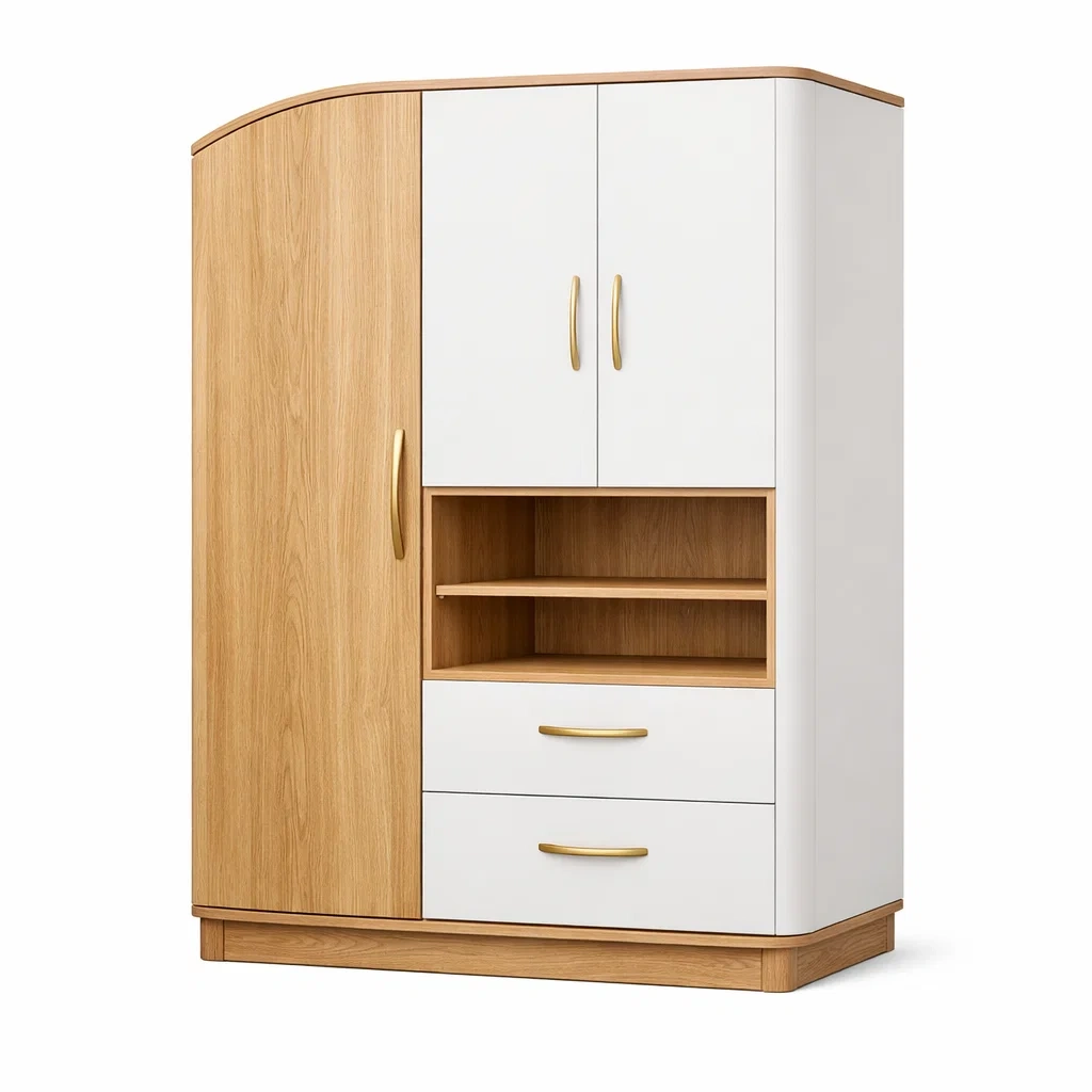 Armoire contemporaine compacte bois et blanc-OrbitalOak