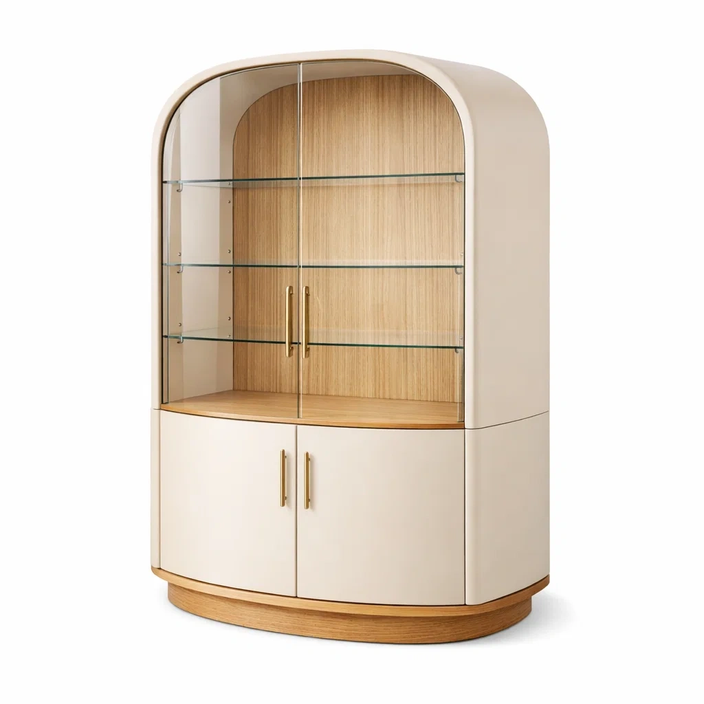 Meuble vitrine arrondi finition claire-OrbitalOak