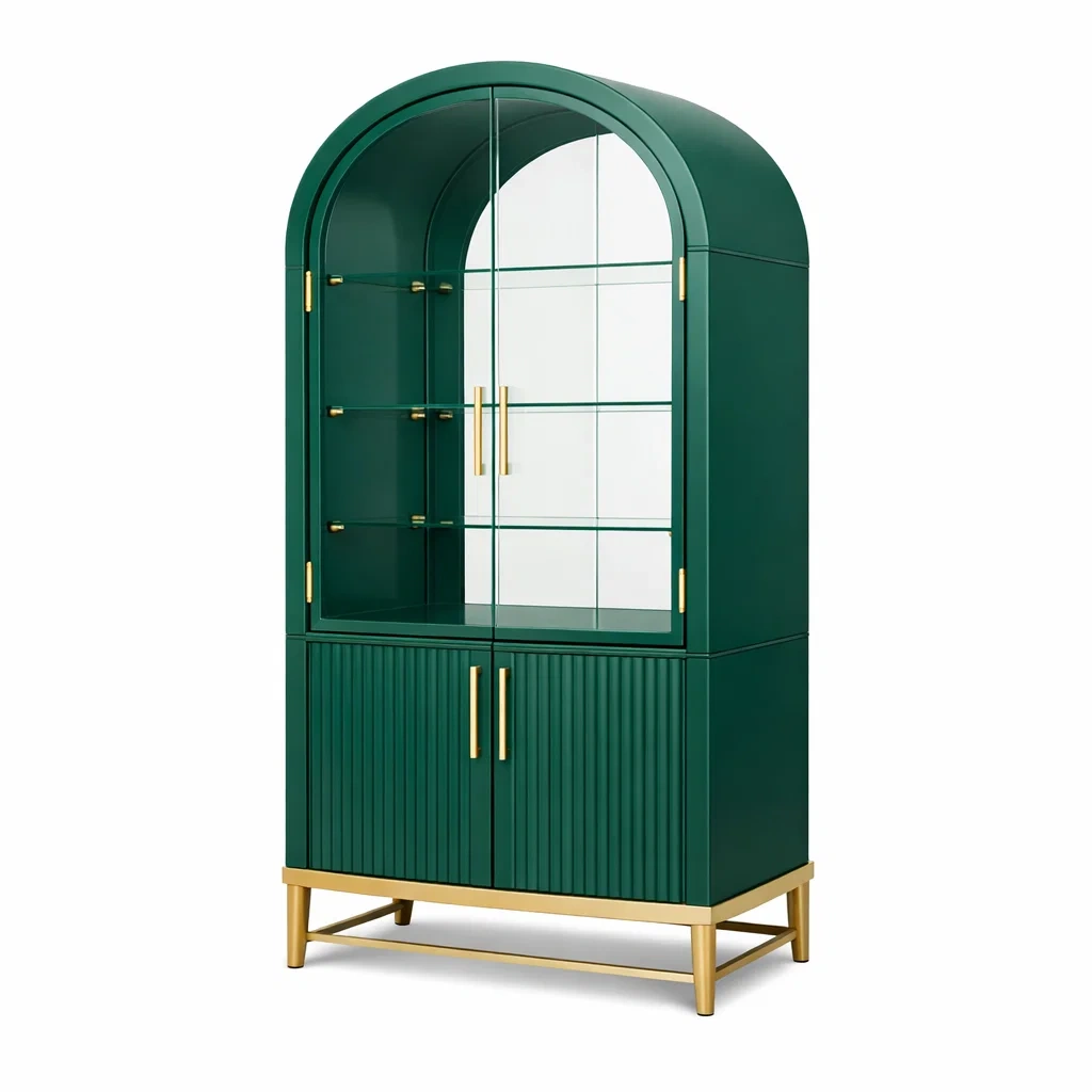 Vitrine arquee elegante finition verte-OrbitalOak