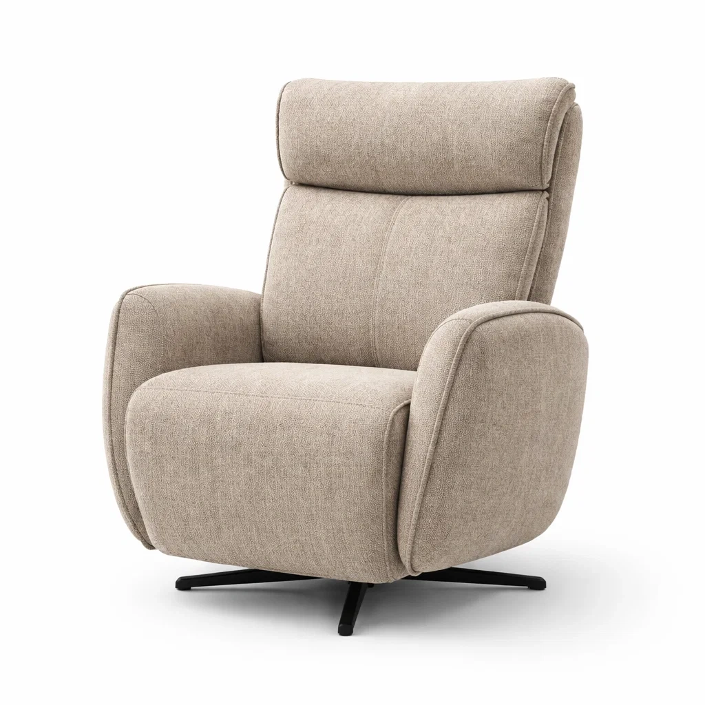 Fauteuil relax pivotant design contemporain tissu beige-XenDecor