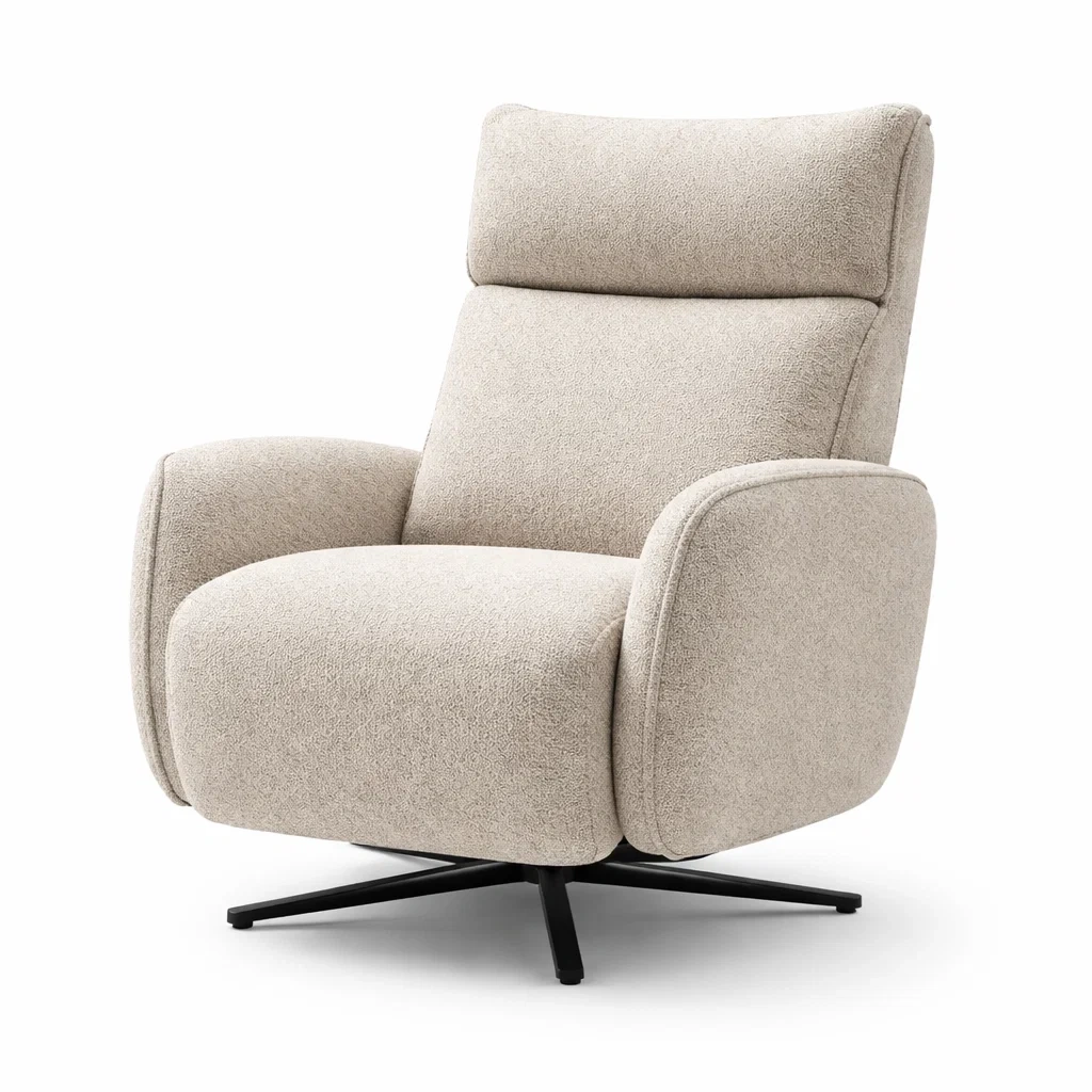 Fauteuil pivotant moderne tissu beige clair-XenDecor