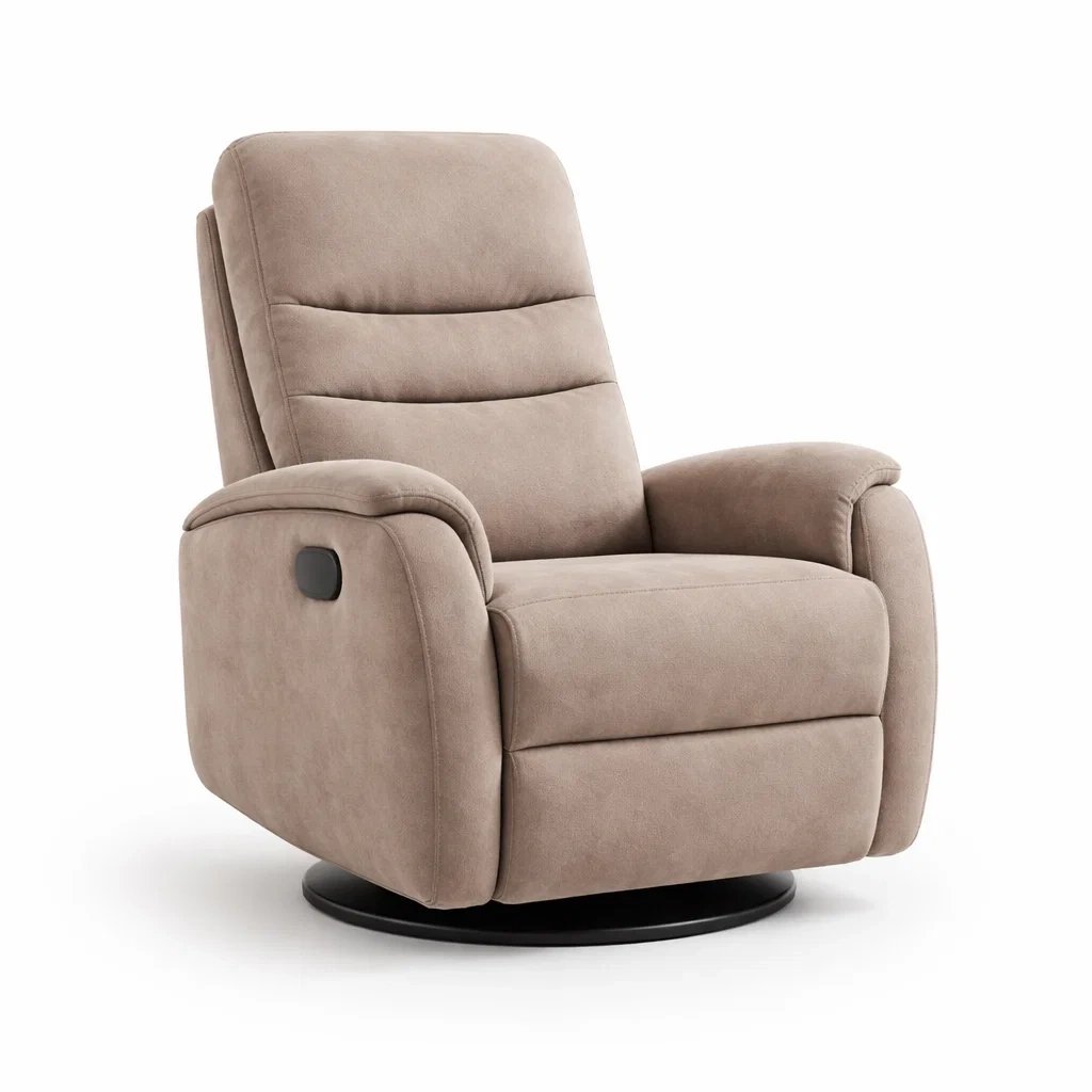 Fauteuil relax pivotant classique tissu taupe-XenDecor