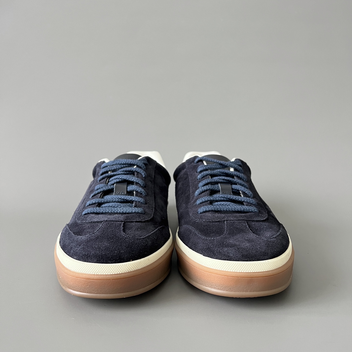 Loro Piana Men's Suede Round-Toe Lace-Up Low-Top Sneakers — Navy Blue  FAN8505W000