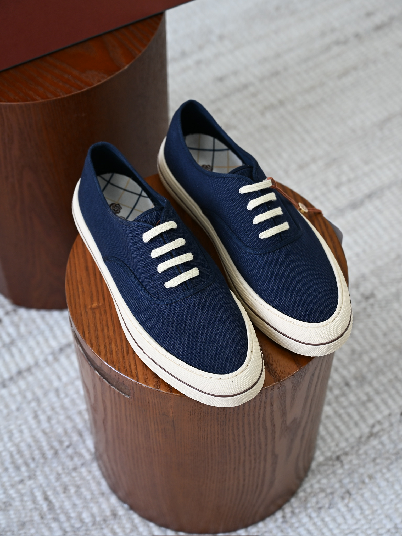 Loro Piana Nantucket Walk Sneakers Blue Knit Leather  Mens Shoes LP2607