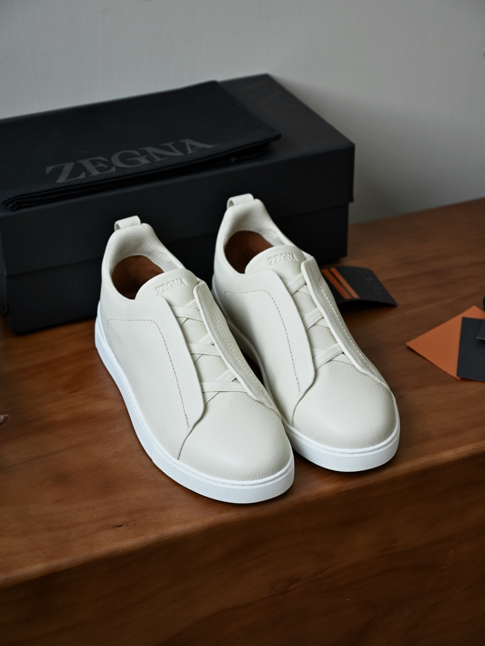 杰尼亚 Zegna  Triple Stitch （Grained cowhide）Laceless skate shoes-C0-LHCVO