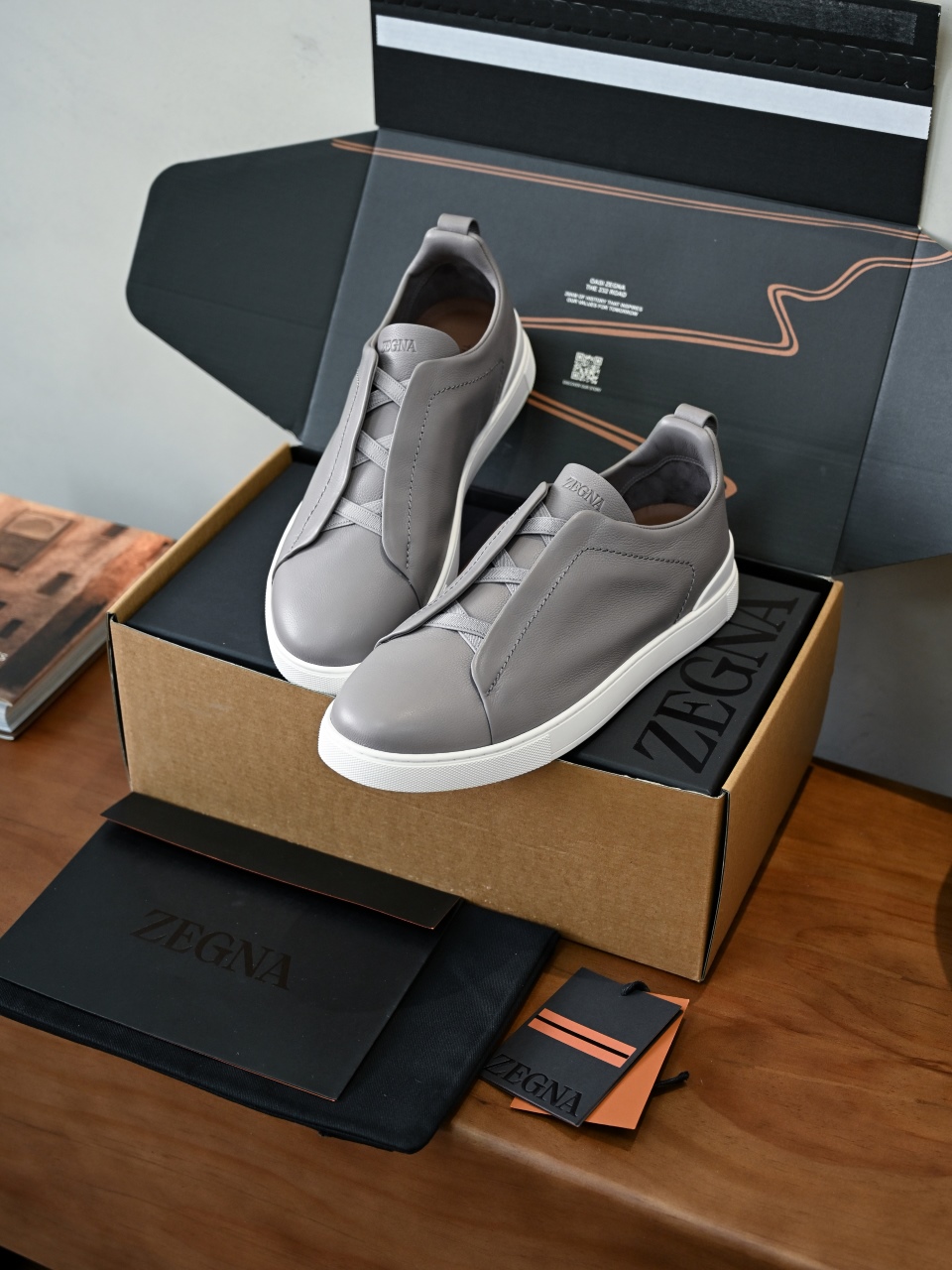 ZE2617 杰尼亚  Zegna Triple -(Smooth Leather) Laceless Sneakers -C0-03-LHOTA-S5207Z-PRO
