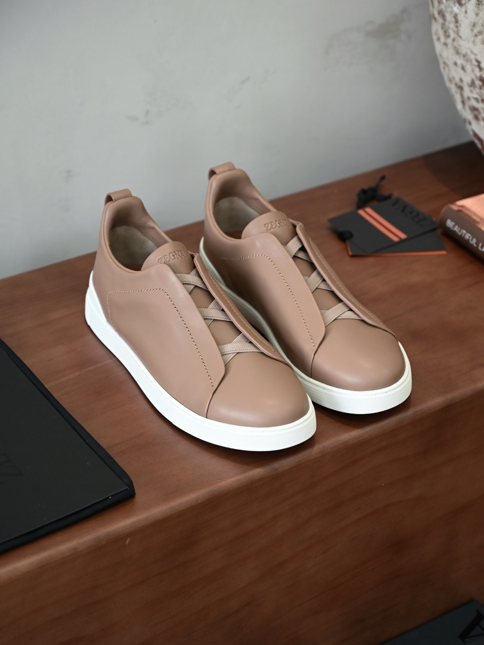 ZE2617 杰尼亚  Zegna Triple -(Smooth Leather) Laceless Sneakers -C0-06-LHOTA-S5207