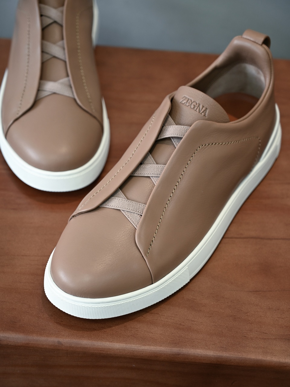 ZE2617 杰尼亚  Zegna Triple -(Smooth Leather) Laceless Sneakers -C0-06-LHOTA-S5207