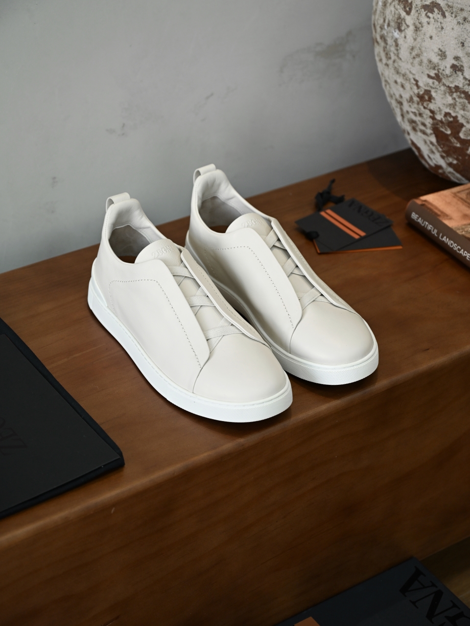 ZE2617 杰尼亚  Zegna Triple -(Smooth Leather) Laceless Sneakers -C0-10-LHOTA-S5207