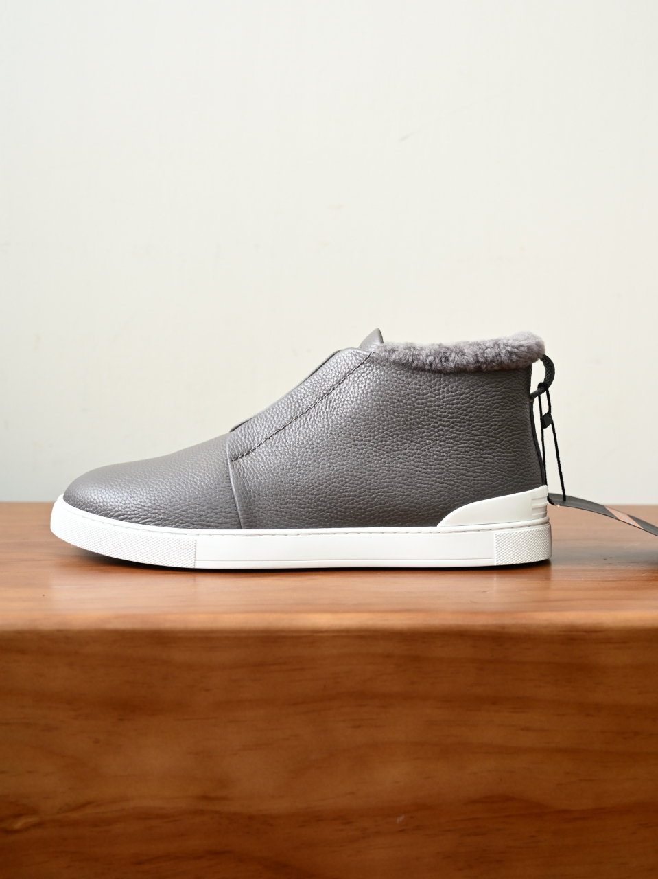 ZE2618-2G-Zegna Triple Stitch  Shearling Sneakers-C0-Deerskin Texture / Grained Leather（鹿皮质感/掌纹粒面牛皮）杰尼亚 皮面高筒