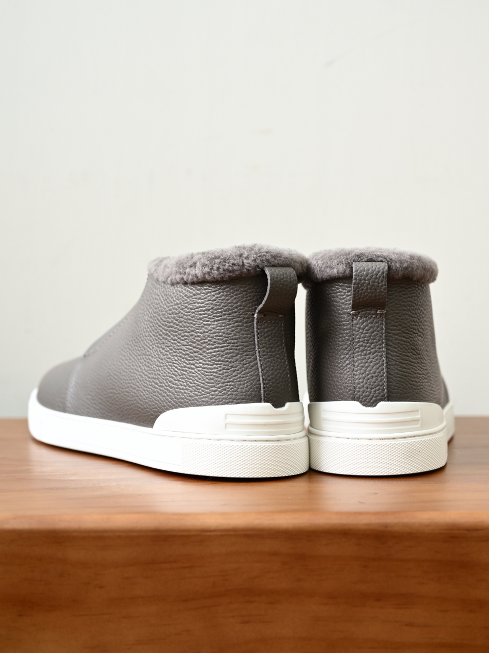 ZE2618-2G-Zegna Triple Stitch  Shearling Sneakers-C0-Deerskin Texture / Grained Leather（鹿皮质感/掌纹粒面牛皮）杰尼亚 皮面高筒