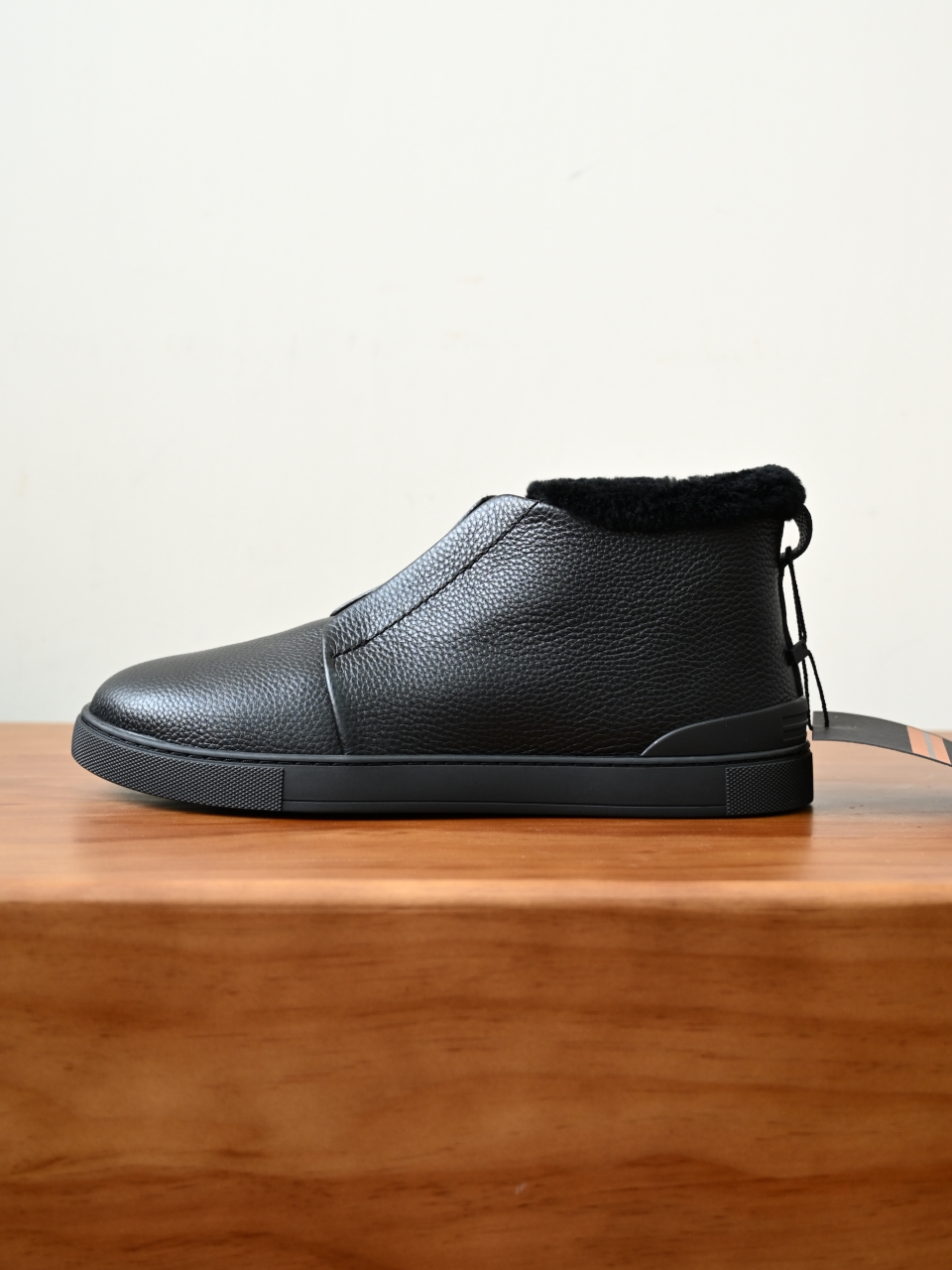 ZE2618-2G-Zegna Triple Stitch  Shearling Sneakers-C0-Deerskin Texture / Grained Leather（鹿皮质感/掌纹粒面牛皮）杰尼亚 皮面高筒