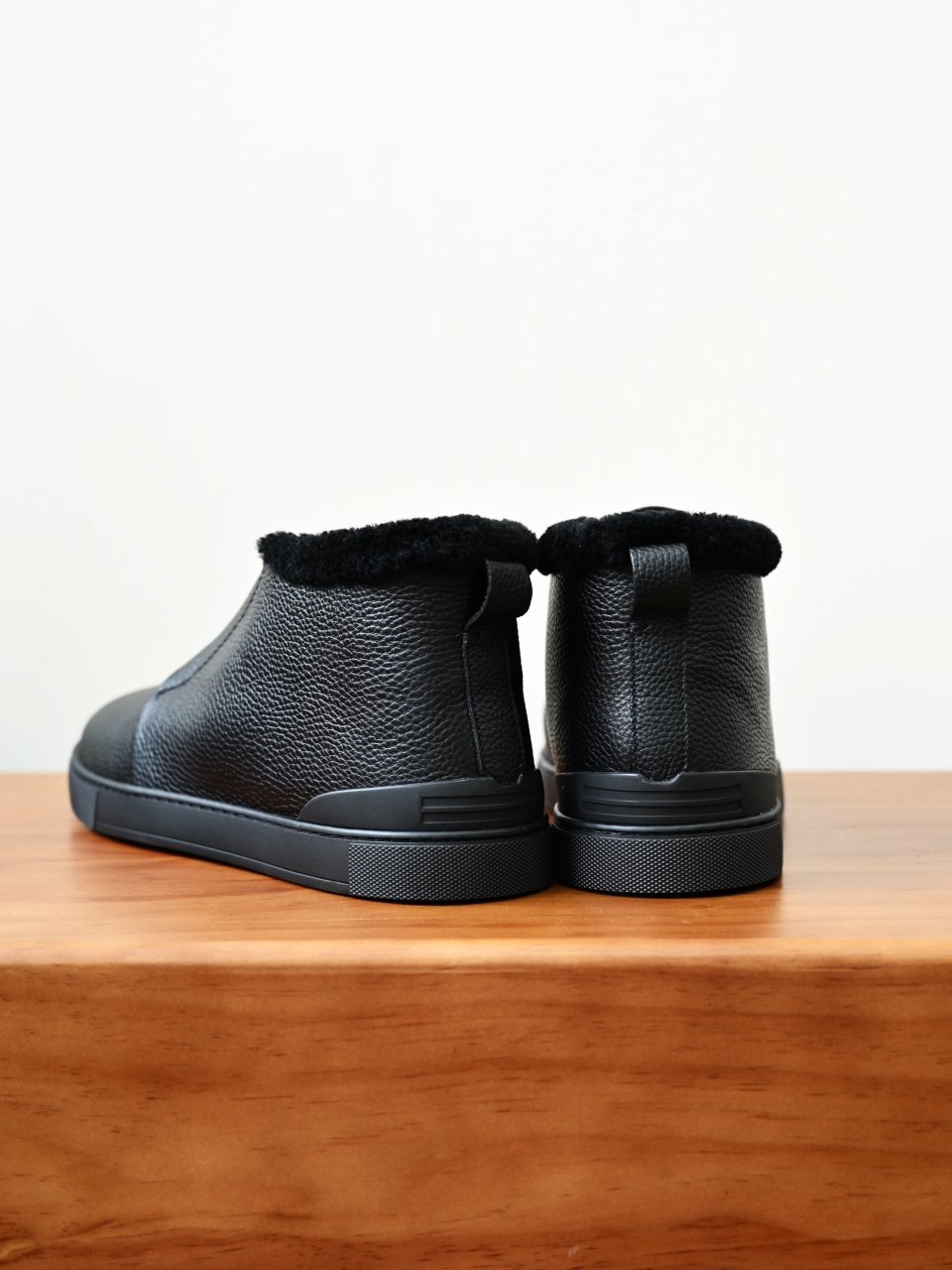 ZE2618-2G-Zegna Triple Stitch  Shearling Sneakers-C0-Deerskin Texture / Grained Leather（鹿皮质感/掌纹粒面牛皮）杰尼亚 皮面高筒