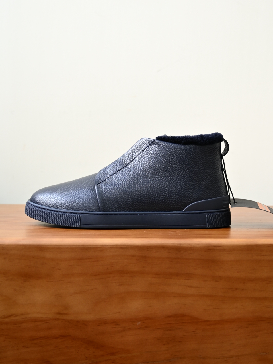 ZE2618-2G-Zegna Triple Stitch  Shearling Sneakers-C0-Deerskin Texture / Grained Leather（鹿皮质感/掌纹粒面牛皮）杰尼亚 皮面高筒