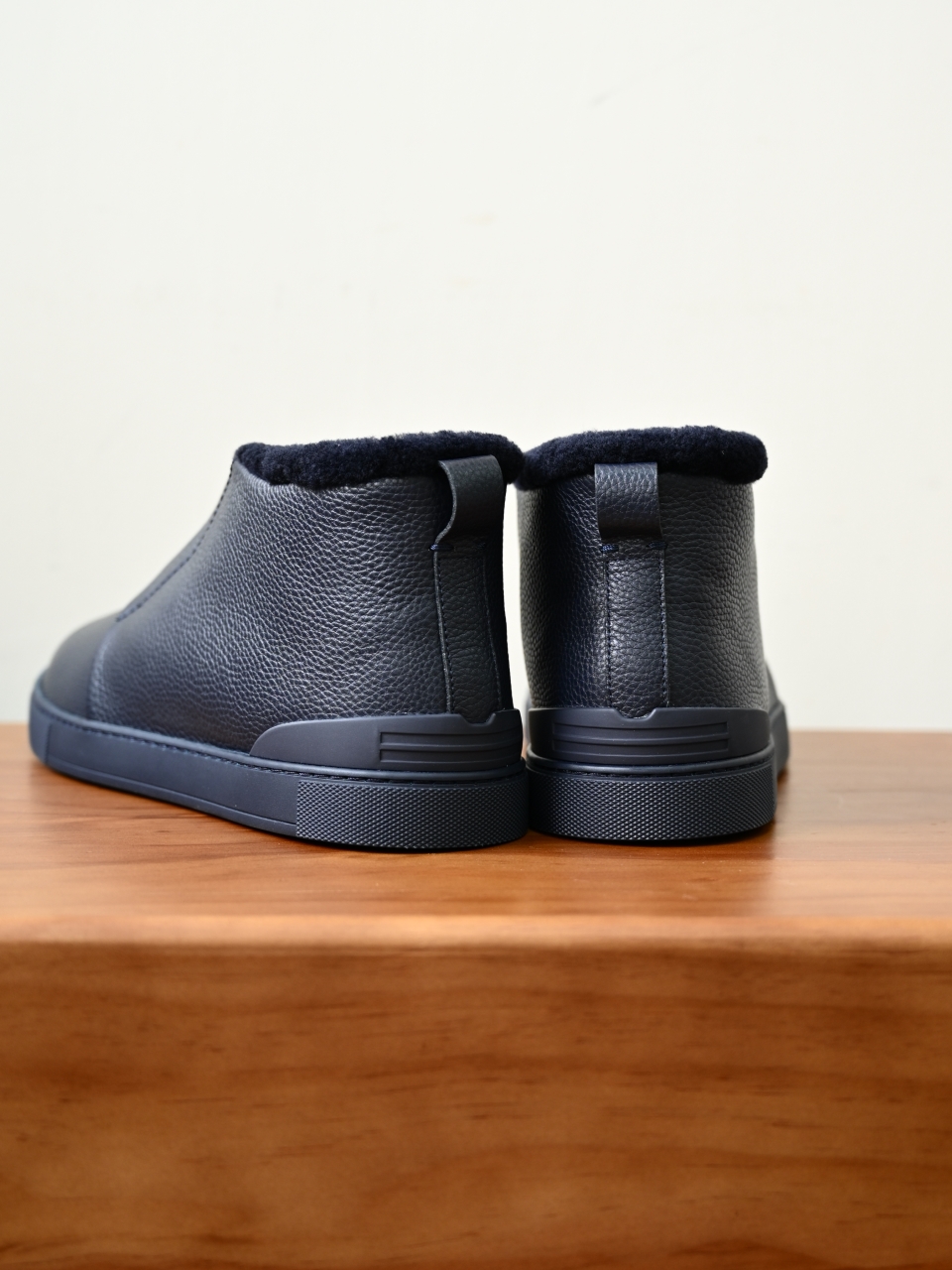 ZE2618-2G-Zegna Triple Stitch  Shearling Sneakers-C0-Deerskin Texture / Grained Leather（鹿皮质感/掌纹粒面牛皮）杰尼亚 皮面高筒