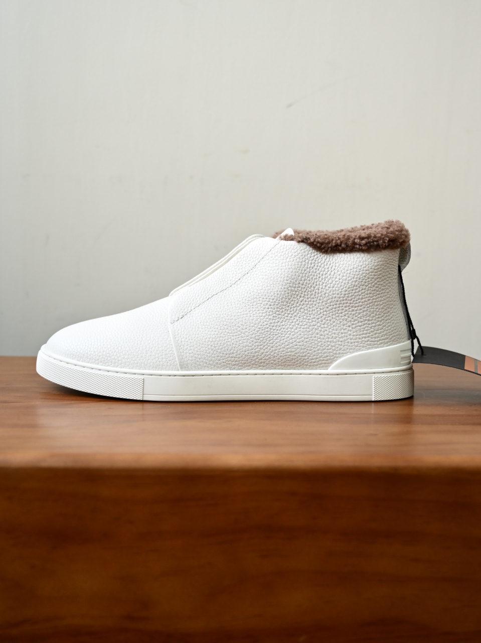ZE2618-2G-Zegna Triple Stitch  Shearling Sneakers-C0-Deerskin Texture / Grained Leather（鹿皮质感/掌纹粒面牛皮）杰尼亚 皮面高筒