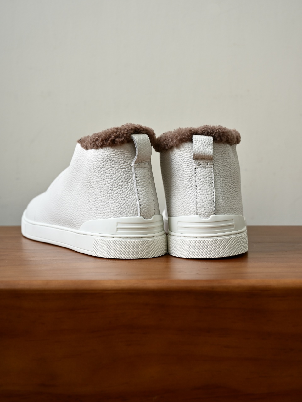 ZE2618-2G-Zegna Triple Stitch  Shearling Sneakers-C0-Deerskin Texture / Grained Leather（鹿皮质感/掌纹粒面牛皮）杰尼亚 皮面高筒