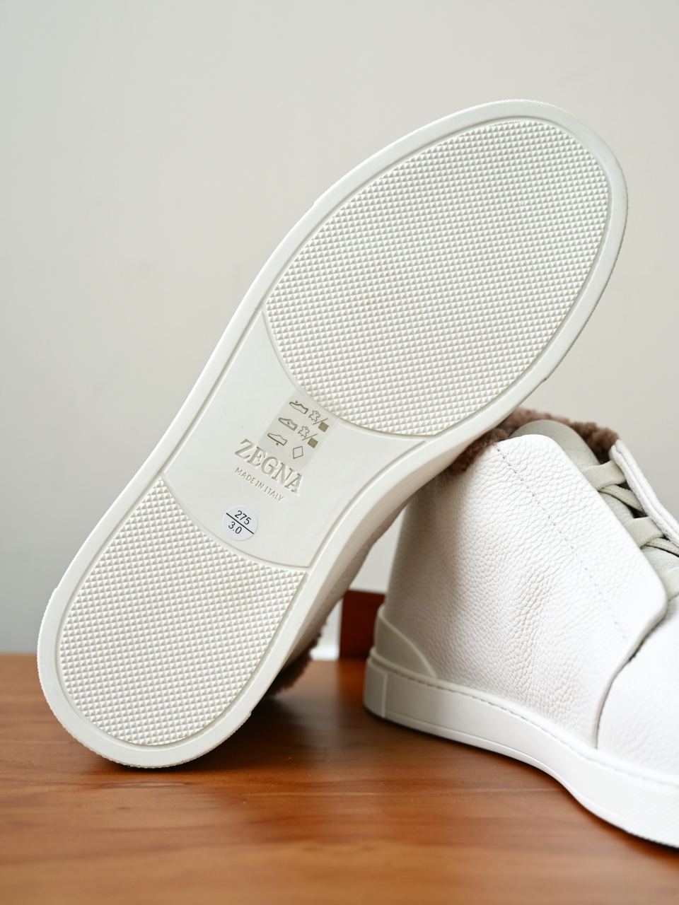 ZE2618-2G-Zegna Triple Stitch  Shearling Sneakers-C0-Deerskin Texture / Grained Leather（鹿皮质感/掌纹粒面牛皮）杰尼亚 皮面高筒
