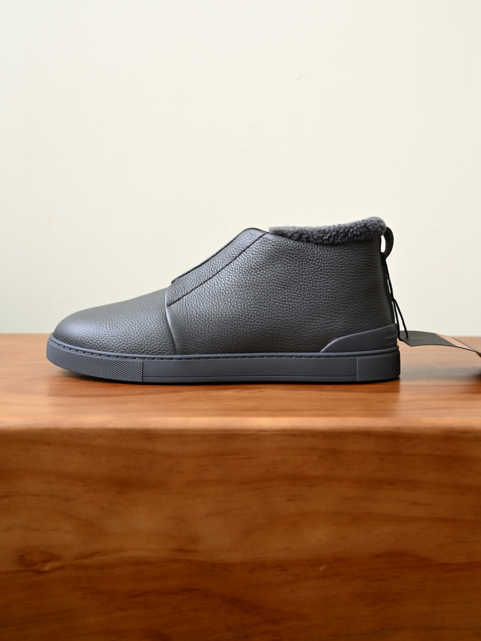 ZE2618-2G-Zegna Triple Stitch  Shearling Sneakers-C0-Deerskin Texture / Grained Leather（鹿皮质感/掌纹粒面牛皮）杰尼亚 皮面高筒