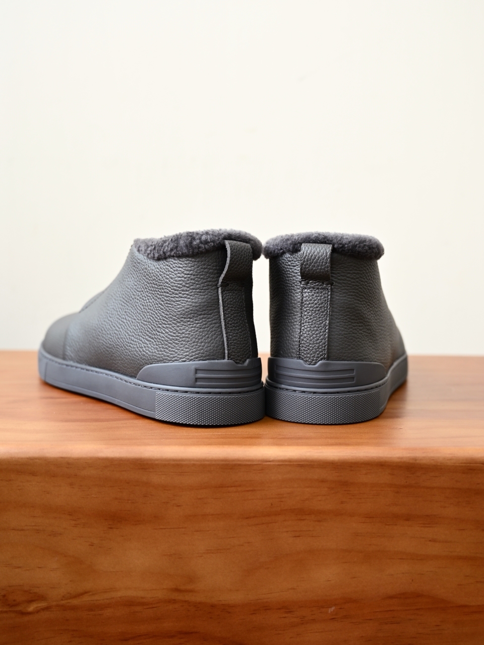 ZE2618-2G-Zegna Triple Stitch  Shearling Sneakers-C0-Deerskin Texture / Grained Leather（鹿皮质感/掌纹粒面牛皮）杰尼亚 皮面高筒