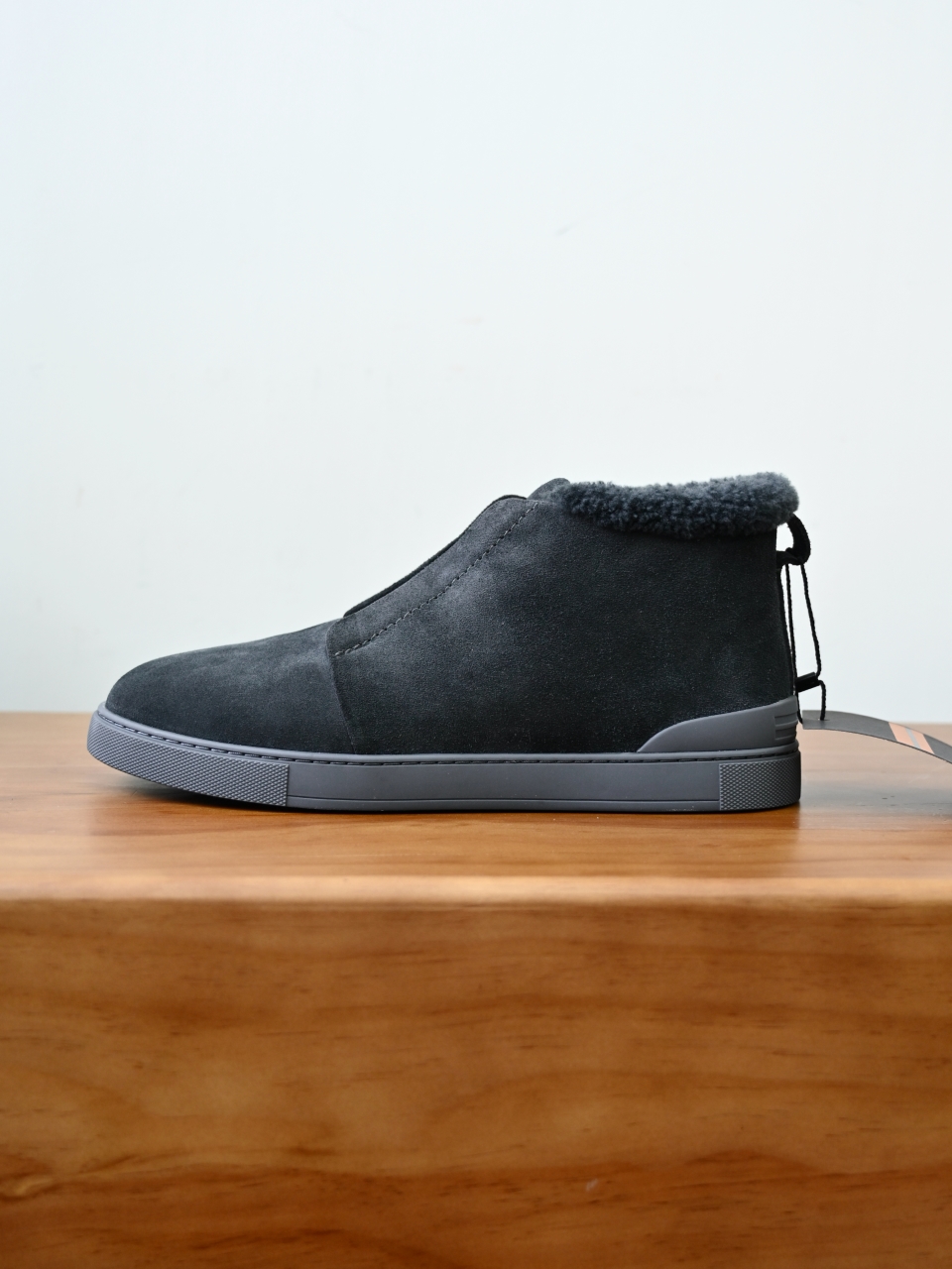 ZE2618-1G-Zegna Triple Stitch  Shearling Sneakers-C0-Deerskin leather 杰尼亚 麂皮高筒
