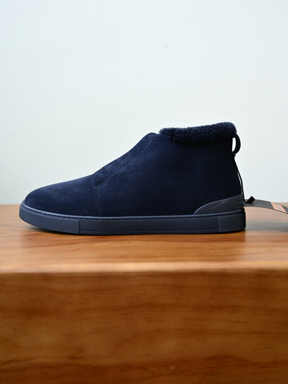 ZE2618-1G-Zegna Triple Stitch  Shearling Sneakers-C0-Deerskin leather 杰尼亚 麂皮高筒