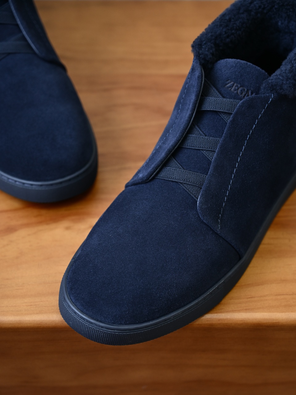 ZE2618-1G-Zegna Triple Stitch  Shearling Sneakers-C0-Deerskin leather 杰尼亚 麂皮高筒