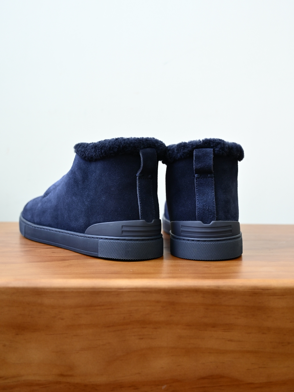 ZE2618-1G-Zegna Triple Stitch  Shearling Sneakers-C0-Deerskin leather 杰尼亚 麂皮高筒