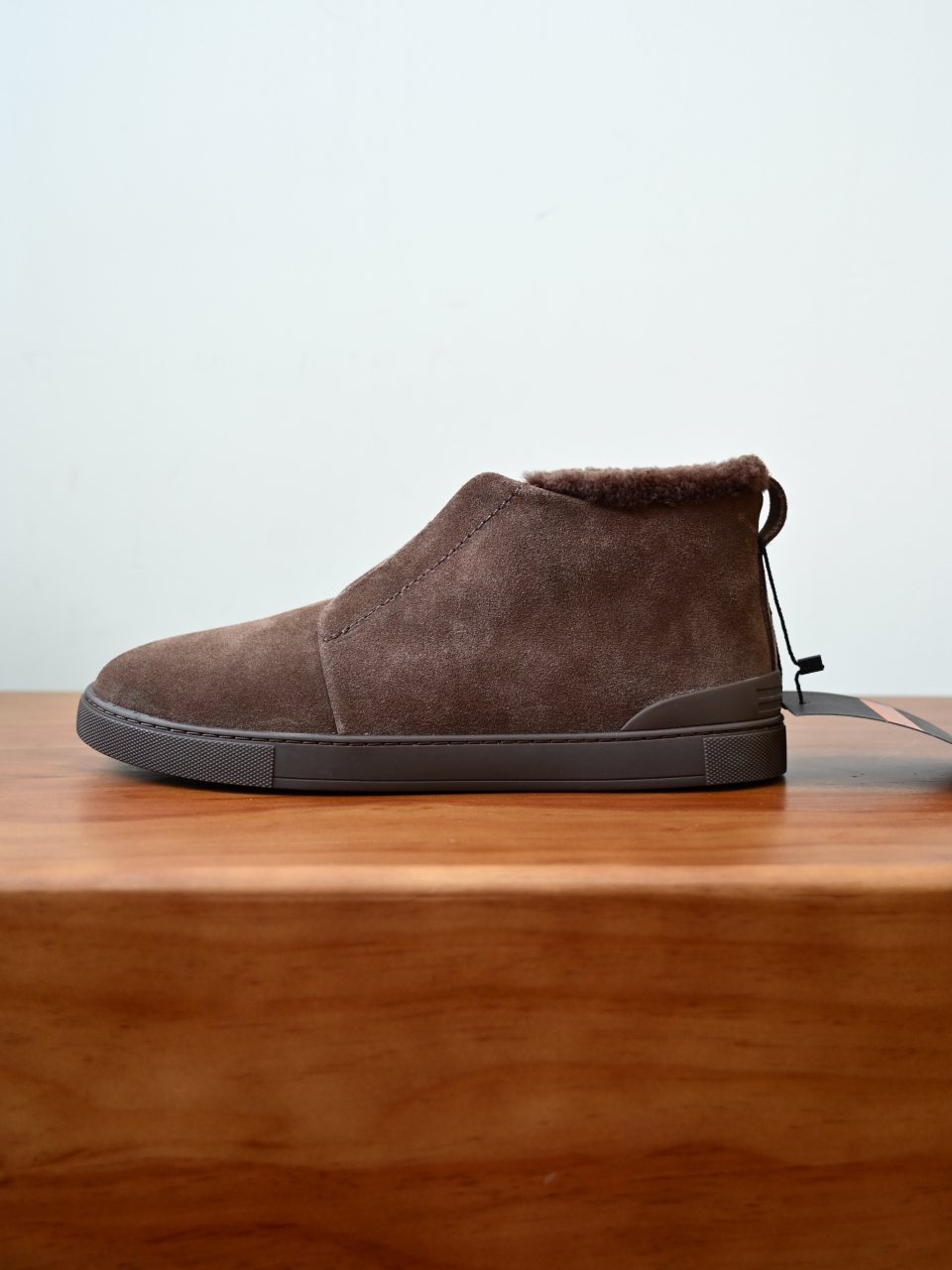 ZE2618-1G-Zegna Triple Stitch  Shearling Sneakers-C0-Deerskin leather 杰尼亚 麂皮高筒