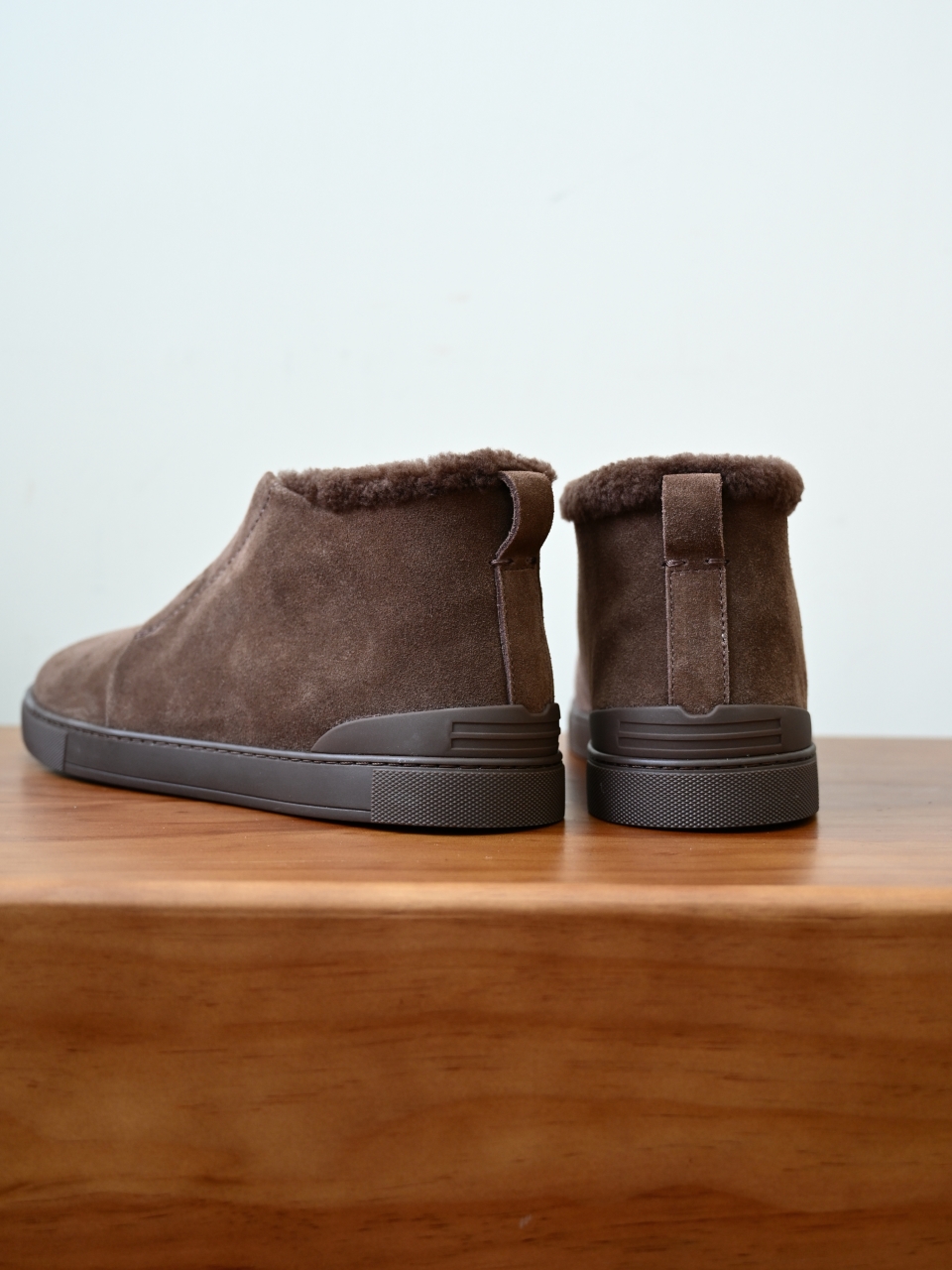 ZE2618-1G-Zegna Triple Stitch  Shearling Sneakers-C0-Deerskin leather 杰尼亚 麂皮高筒