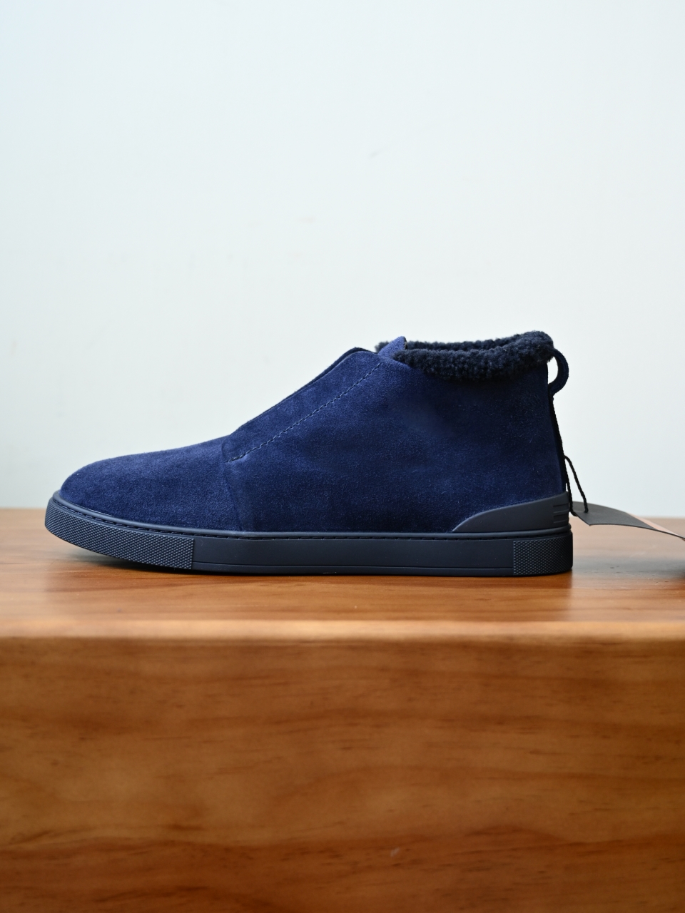 ZE2618-1G-Zegna Triple Stitch  Shearling Sneakers-C0-Deerskin leather 杰尼亚 麂皮高筒