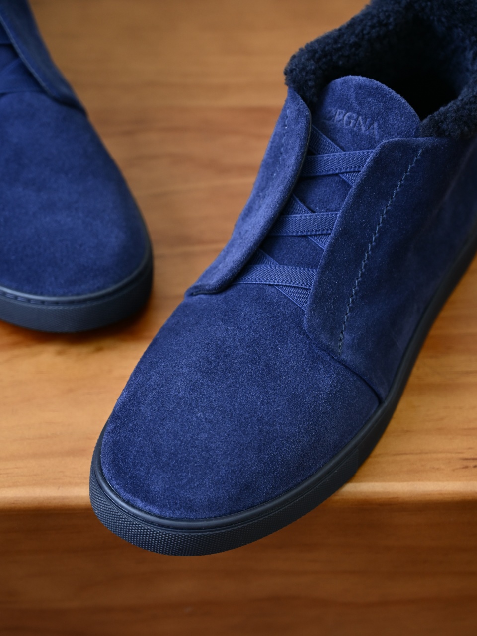 ZE2618-1G-Zegna Triple Stitch  Shearling Sneakers-C0-Deerskin leather 杰尼亚 麂皮高筒