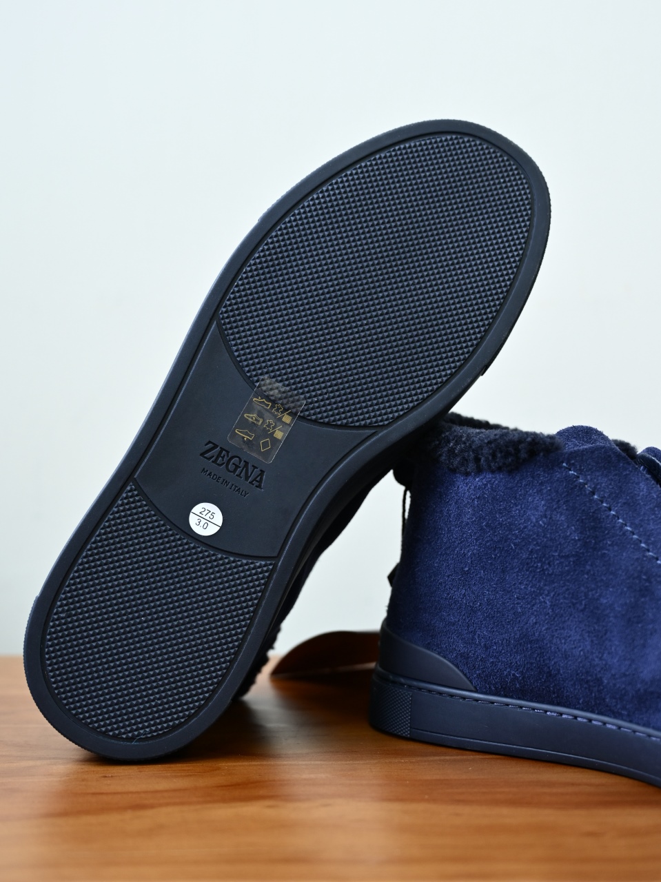 ZE2618-1G-Zegna Triple Stitch  Shearling Sneakers-C0-Deerskin leather 杰尼亚 麂皮高筒