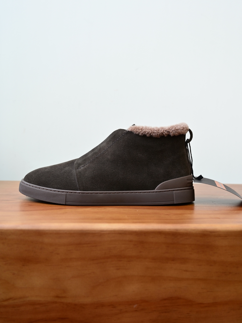 ZE2618-1G-Zegna Triple Stitch  Shearling Sneakers-C0-Deerskin leather 杰尼亚 麂皮高筒