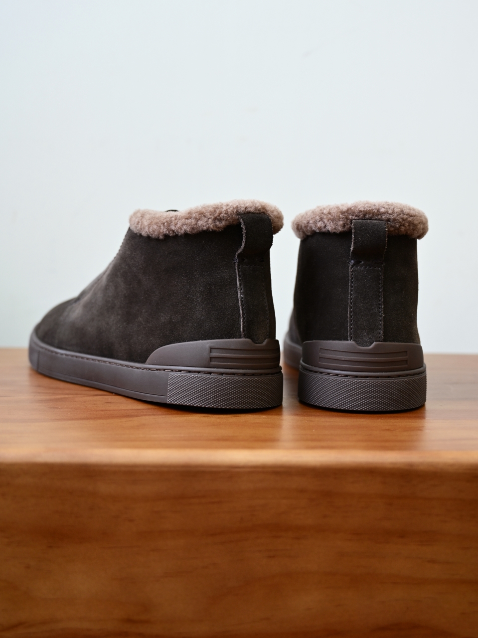 ZE2618-1G-Zegna Triple Stitch  Shearling Sneakers-C0-Deerskin leather 杰尼亚 麂皮高筒