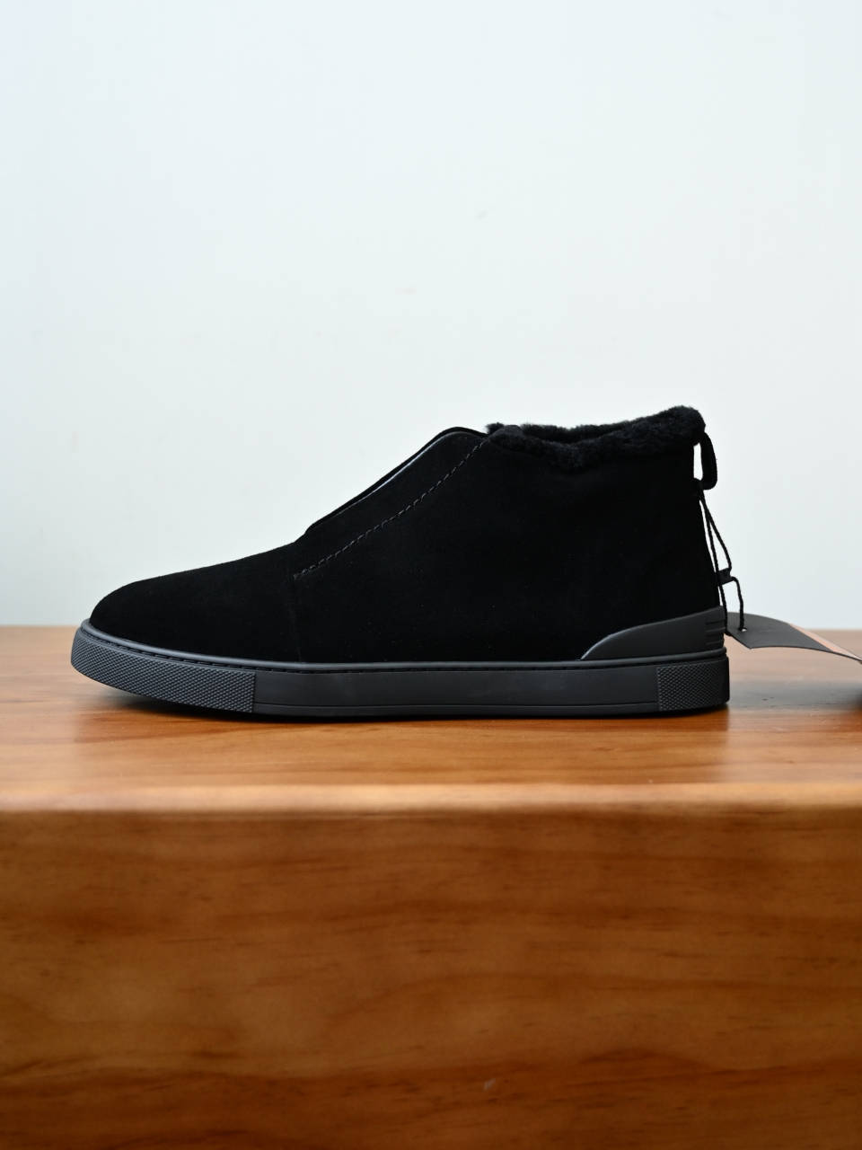 ZE2618-1G-Zegna Triple Stitch  Shearling Sneakers-C0-Deerskin leather 杰尼亚 麂皮高筒
