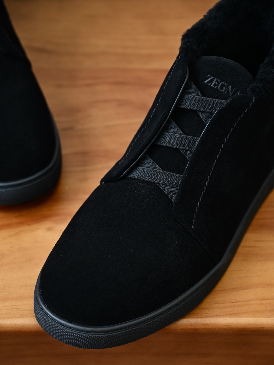 ZE2618-1G-Zegna Triple Stitch  Shearling Sneakers-C0-Deerskin leather 杰尼亚 麂皮高筒