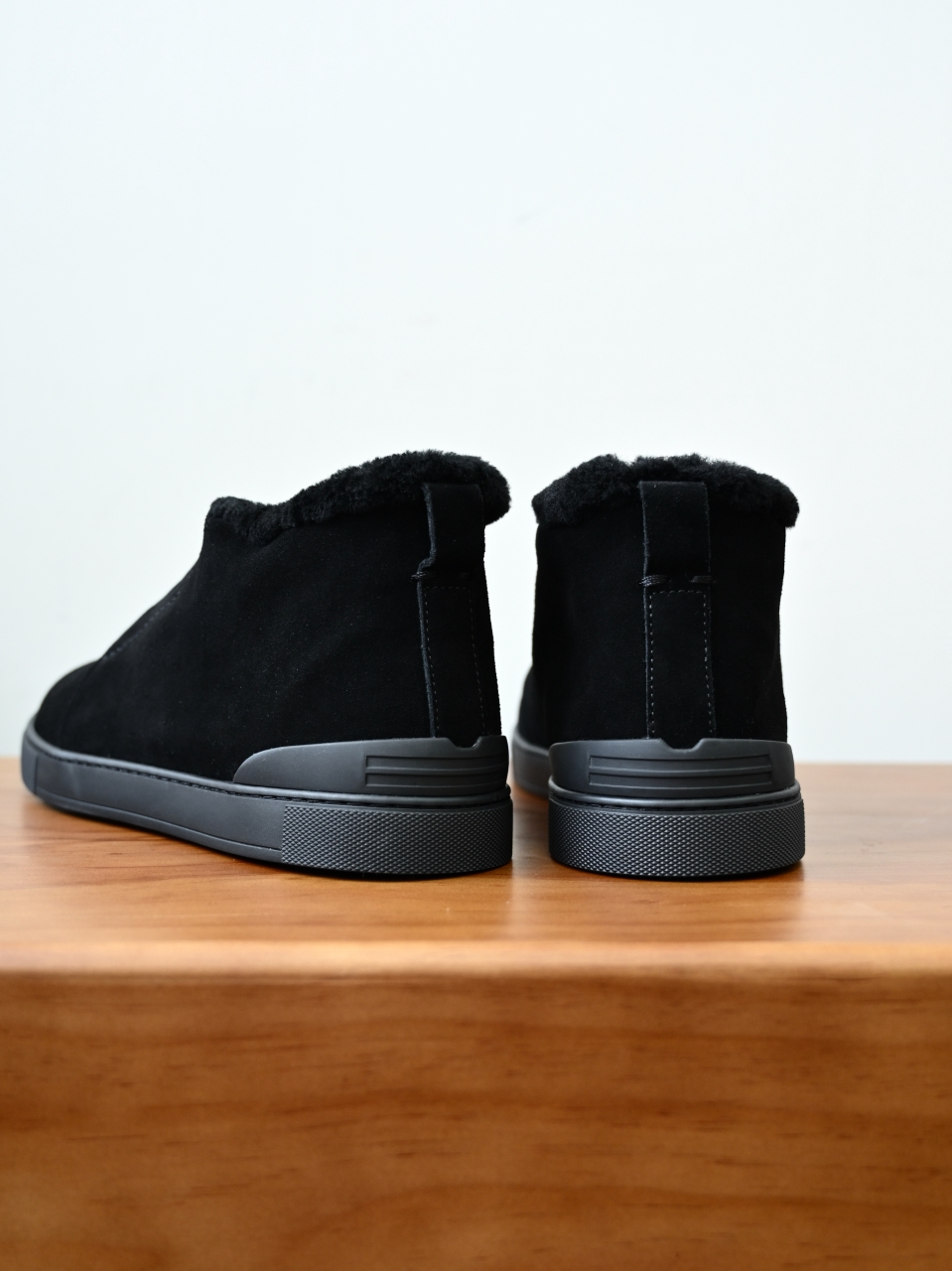 ZE2618-1G-Zegna Triple Stitch  Shearling Sneakers-C0-Deerskin leather 杰尼亚 麂皮高筒