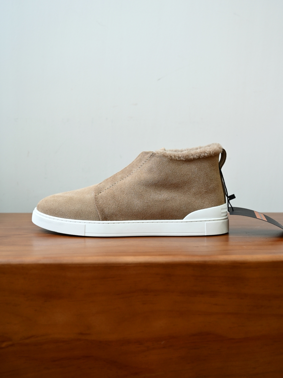ZE2618-1G-Zegna Triple Stitch  Shearling Sneakers-C0-Deerskin leather 杰尼亚 麂皮高筒