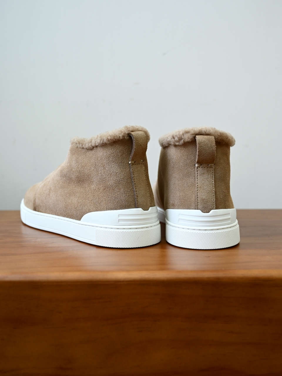 ZE2618-1G-Zegna Triple Stitch  Shearling Sneakers-C0-Deerskin leather 杰尼亚 麂皮高筒